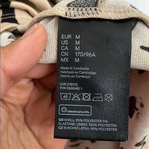 H&M Elegant Tan and Black leopard print Wrap Dress women size M - Picture 11 of 11